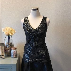 (9) Black and Silver Top